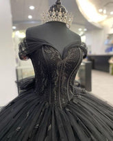 Stunning Black Quinceanera Ball Gown Prom Evening Dress for Women